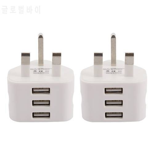 2X Universal USB UK Plug 3 Pin Wall Charger Adapter With USB Ports Travel Charger Charging For Phone Ipad(3 Port)