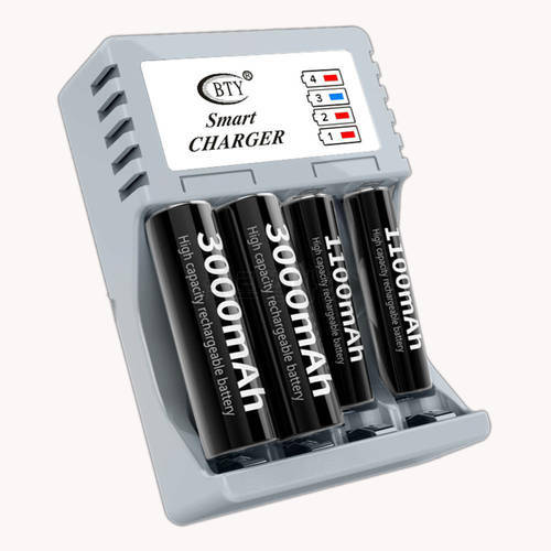 Universal Charger AA And AAA Rechargeable 4Ports NiMH NiCd Batteries Charger Smart Travel Charger No.5 No.7 Battery Charger