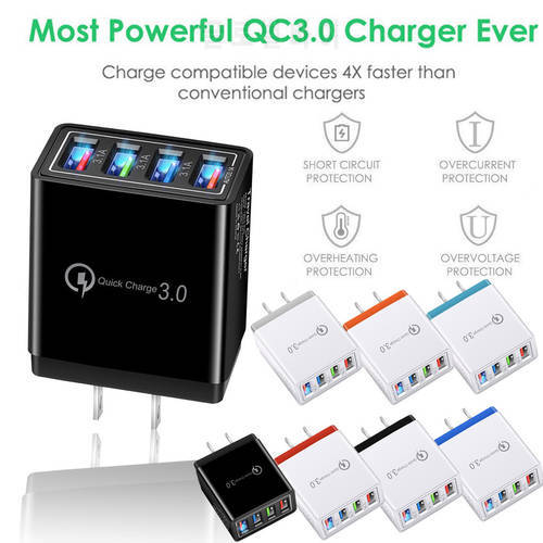 4 Port Fast Quick Charge QC 3.0 USB Hub Wall Charger 3.5A Power Adapter Chargers US Plug For Cell Phone зарядное устройство