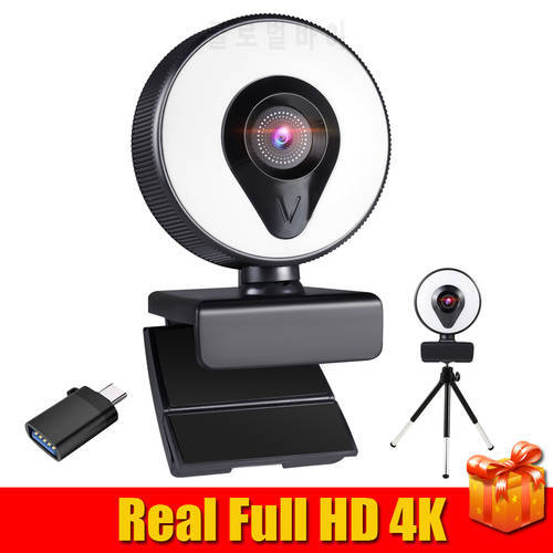 4k 1k Web Camera Ring Beautify Fill-in Lighting Video Webcam Full HD 1080P Live Broadcast with Mic USB LED Stepless Dimming