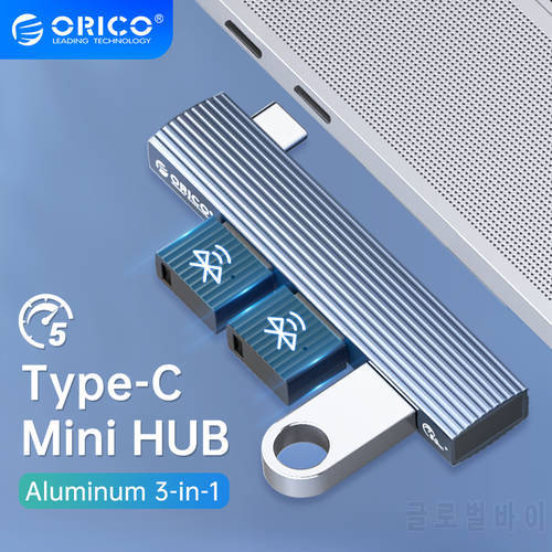ORICO Aluminum Mini Type C USB HUB 3.0 Adapter High Speed Splitter 3 Port USB 2.0 for HUAWEI Computer PC Laptop Mac Accessories