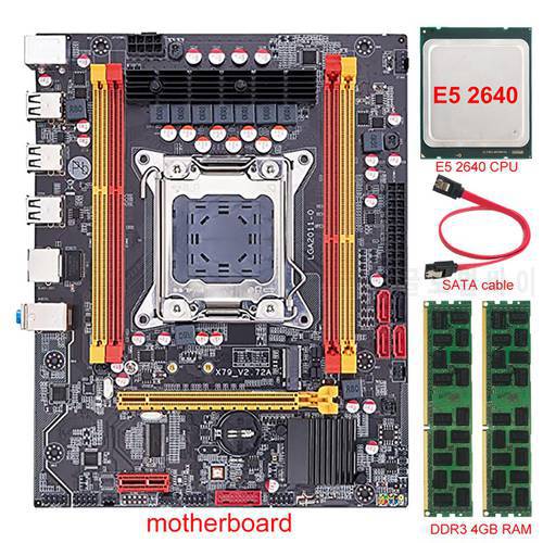 X79 Motherboard+E5 2640 CPU+2X DDR3 4GB RAM X79 Chip LGA2011 SATA3.0 Gaming Motherboard Support DDR3 NON-ECC/REG ECC/ECC