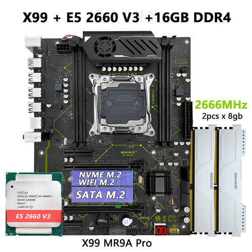 MACHINIST E5 MR9A PRO Motherboard Combo Set Kit With LGA 2011-3 Xeon E5 2660 V3 CPU Processor DDR4 16GB RAM Memory ATX