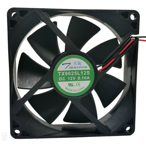 New original Tianxuan tx9025l12s 12V 0.16A 9cm 9025 cooling fan 9cm 2-wire wine cabinet refrigerator thermostat cabinet cooling