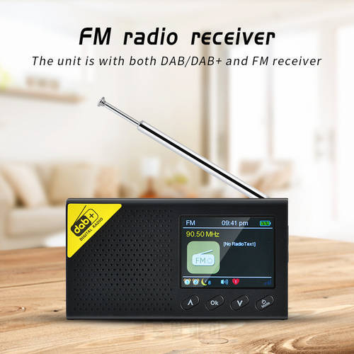 2.4 inch LCD Display Bluetooth-compatible Digital Radio Stereo DAB FM Receiver Audio Broadcast Player Portable for Home Office