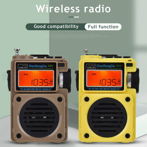 HRD-700/701 Portable Music Radio Full-Band FM/MW/SW/WB Receiver Subwoofer Bluetooth 5.0 Speaker TF Card Playback Digital Radio