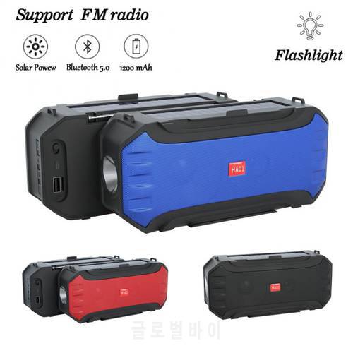 Wireless Bluetooth-compatible Speakers Stereo Music Box Solar Charging Speaker FM Radio Outdoor Power Bank Boombox Loudspeaker