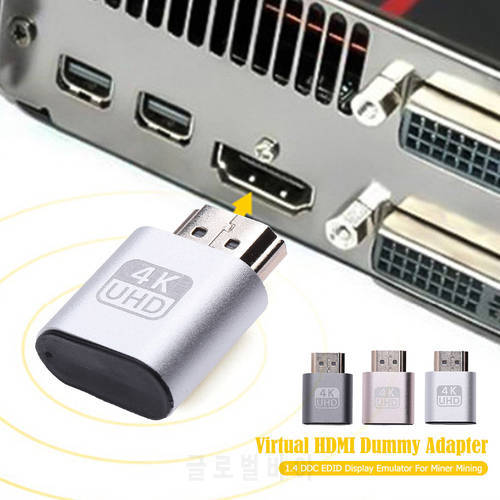 1pc / 2pcs HDMI-compatible Virtual Display Adapter 1.4 DDC EDID Dummy Plug Video Card Mining Rig Emulator for BTC ETH Miner