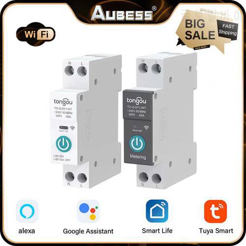 TUYA Wifi 1P 63A DIN Rail Smart Circuit Breaker Smart Home Wireless Remote Control Metering Timer Switch Relay by APP TONGOU