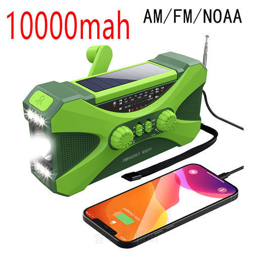 AM/FM/NOAA Emergency Radio 10000mAh Solar Power Hand Crank Radio Global receiver High Quality LED Torch Reading Light SOS Alarm