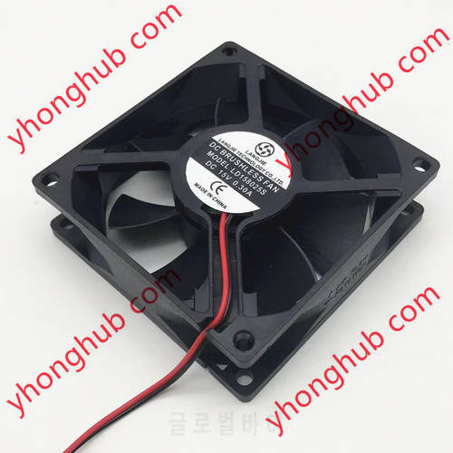LANG JIE LD158025S DC 15V 0.30A 80x80x25mm 2-Wire Server Cooling Fan
