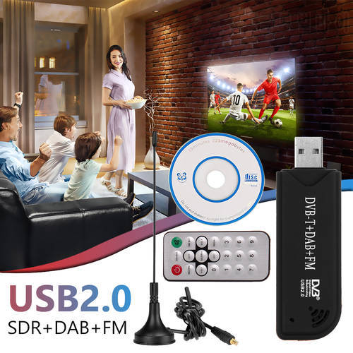 Remote Dongle Digital USB TV Stick Tuner Receiver DAB FM DVB-T RTL2832U+R820T2 FC0012 SDR RTL-SDR with Antenna Remote Control