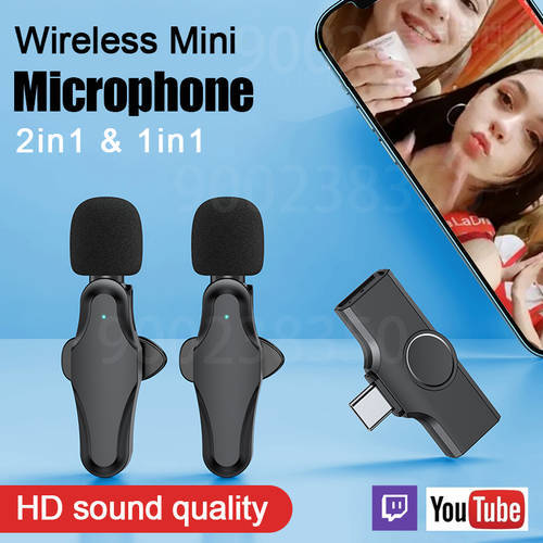 Wireless Lavalier Microphone Portable Mini Mic Noise Reduction Audio Video Recording For Type-C iPhone Gaming Live Broadcast