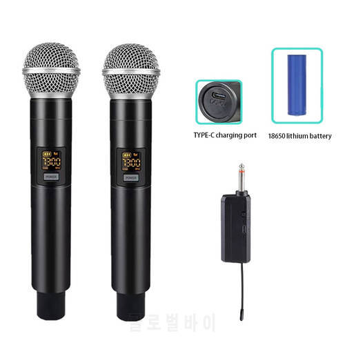 Wireless Microphone Professional Transmitter and Receiver System Universal Handheld Mic with Karaoke Business Meeting Microphone