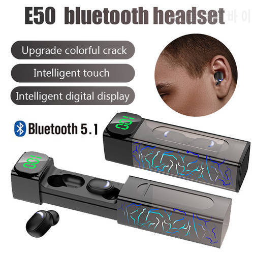 E50 TWS Bluetooth Earphones Wireless Headphones Earbuds Microphone Works On All Smartphones Music Headset Touch Control Sports