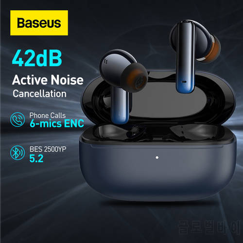 Baseus Storm 1 Wireless Earphone Bluetooth 5.2 42dB Adaptive Dynamic ANC Headphone with 6-mics ENC Noise Cancelling HiFi Earbuds
