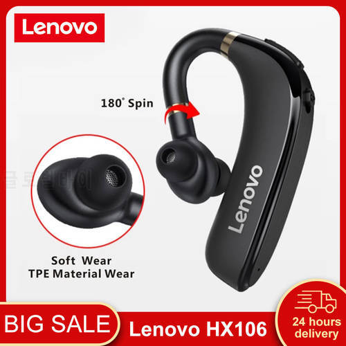Original Lenovo HX106 Wireless Bluetooth Headphone Driving Earphone Ear Hook Headset with Cancelling Microphone Noise Earbuds