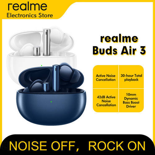 realme buds air 3 Wireless Earphone 42dB Active Noice Cancelling 546mAh Massiver Battery Headphone IPX5 Water Resistant Headset