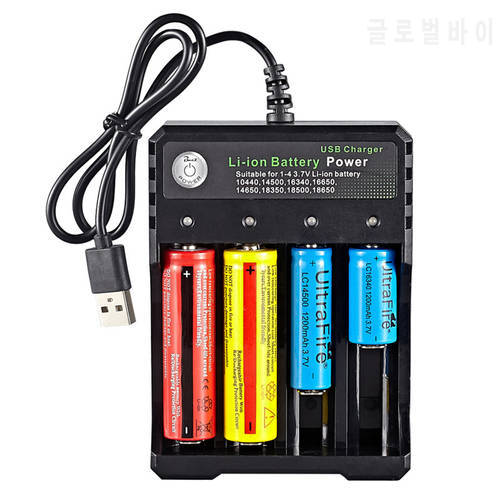 USB Battery Charger 4.23V 4 Slots Battery Charging Stand For 18650 14650 18350 18500 16650 Charging Rechargeable Lithium Battery