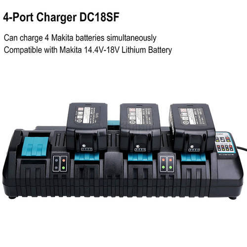ZWINCKY Hot DC18SF 4-Port 14.4V 18V 4X3A Li-Ion Battery Charger For Makita BL1820 BL1830 BL1850 BL1430 Power Tools