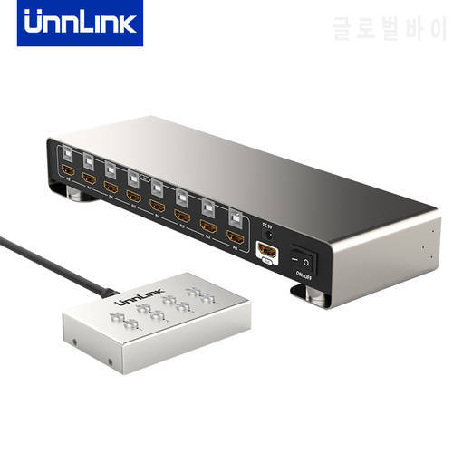 Unnlink HDMI KVM Switch 4K 30Hz Switcher 8 Host Share 1 Monitor 4 USB Mouse Keyboard Pinter with Extender