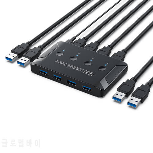 OULLX KVM Switch 4X4 USB 3.0 Switch Selector 4 Port Pcs Sharing 4 Devices for Keyboard Mouse Scanner Printer Kvm Switch Hub