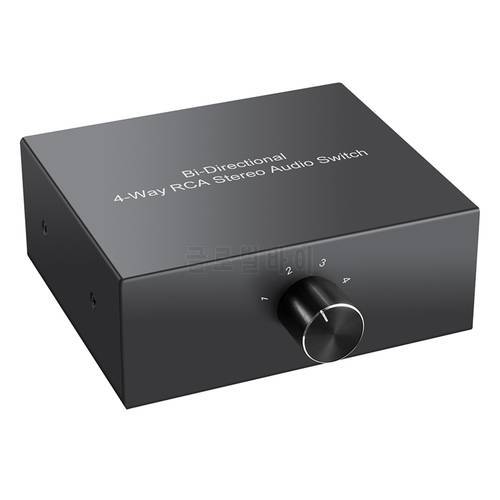 4 Way Bi-Directional RCA Stereo Audio Switch 1 In 4 Out Or 4 In 1 Out L/R Jack Sound Channel RCA Audio Switcher Selector