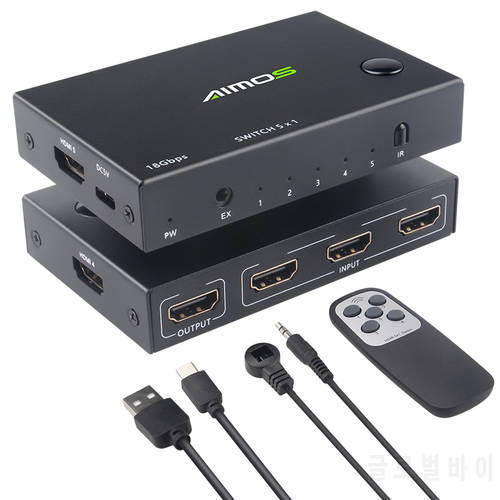 5 in 1 Out Switch 4K@60Hz HDMI-Compatible Switch Splitter For PC Sharing Laptop DVD Player TV Box Plug And Play Switch Hot Sale