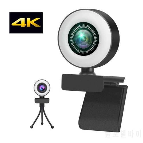 Full HD 4K Webcam 2K Web Camera Auto Focus with Fill light andMicrophoneFor PC Laptop 1080P Web Cam for Online Study Conference
