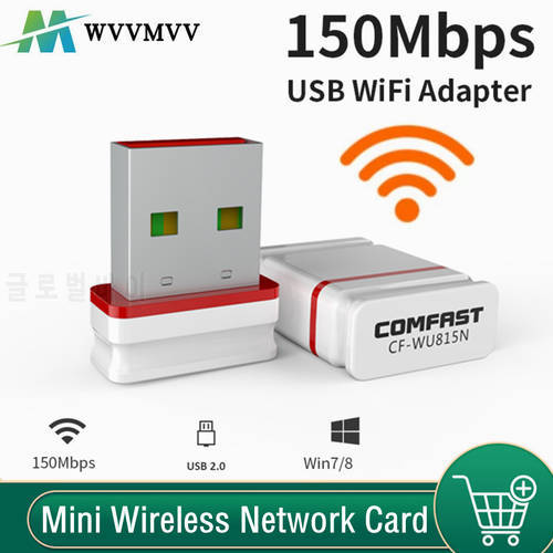 WVVMVV Wifi Adapter Mini Wireless Network Card 150Mbps AP Function 2.4G Windows PC Receiver Wi-fi Dongle Plug And Play CF-WU815N