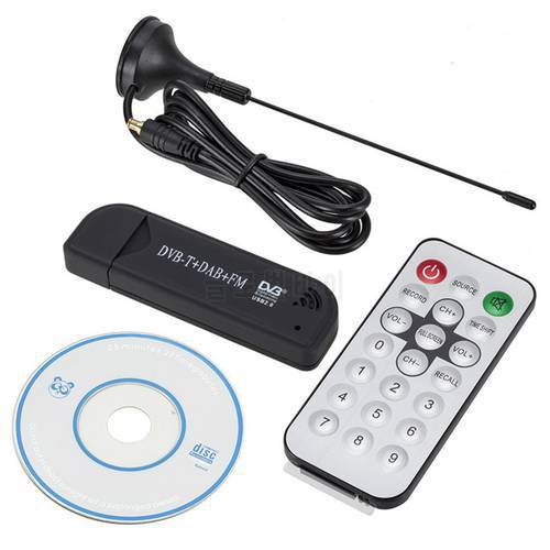 Digital USB TV FM+DAB DVB-T RTL2832U+R820T Support SDR Tuner Receiver & DVB-T HDTV TV Stick Dongle With Receiver Antenna