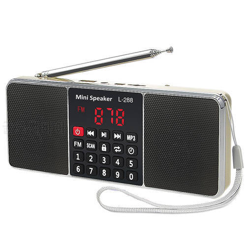 EONKO L-288 Super Bass Stereo FM Radio Speaker with TF USB AUX Lock Button Rechargeable Battery include a 8GB Micro sd
