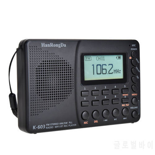 Rechargeable Portable Radio FM AM SW Stereo MP3 BT Music Player Shortwave Speaker Support TF Card USB REC Recorder Sleep Time