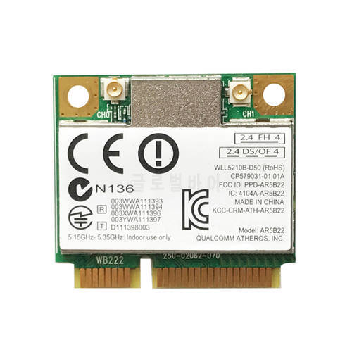 Mini PCI-E Wireless Adapter LAN Dongle AR5B22 300M 2.4G/5G Dual Band Wireless LAN + Bluetooth 4.0 Notebook All in One