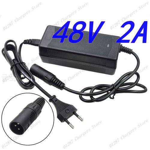 48V 2A Lead-acid Battery Charger For 57.6V Lead acid Battery Electric Bicycle Bike Scooters Motorcycle Charger 3-Pin XLR Plug