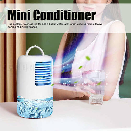 Mini Portable Air Conditioner USB Fan Cooler Colorful Atmosphere Light Water Cooling Fan Moisturizing for Home Office