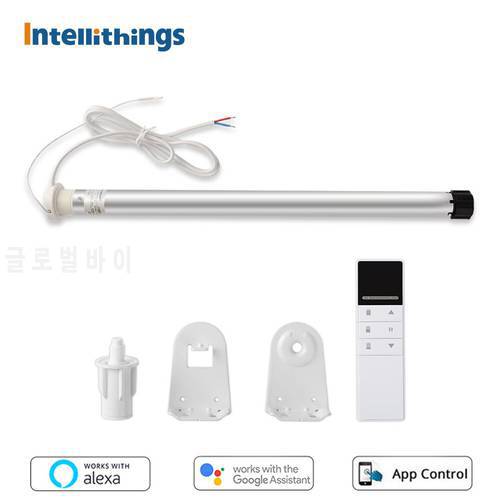 Intellithings Tuya WiFi Electric Roller Shade Blinds Motor for 30mm Tube Alexa Google Home Voice Control 1.1Nm Engine Shutter