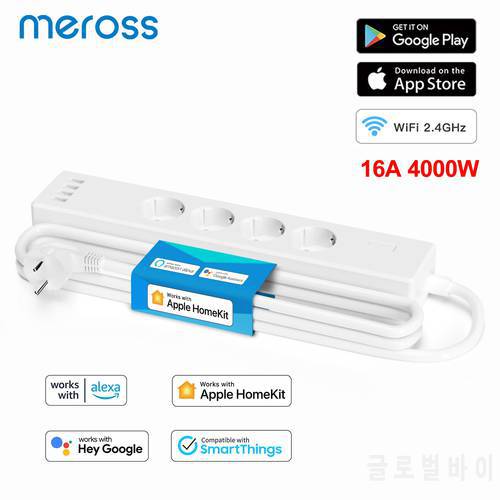 Meross HomeKit Smart Power Strip WiFi Surge Protector EU/FR Socket Remote Separate Control Support Alexa Google Home SmartThnigs