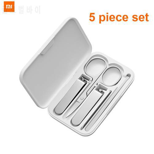 100% Xiaomi mijia 5pcs/set Manicure Nail Clippers Pedicure Set Portable Travel Hygiene Kit Stainless Steel Nail Cutter Tool Set