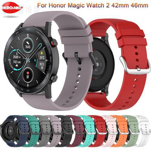 Silicone strap for Honor Magic Watch 2 42mm 46mm Watchband Bracelet Sport Smart watch Replacement Strap For Huawei GT GT2 Strap