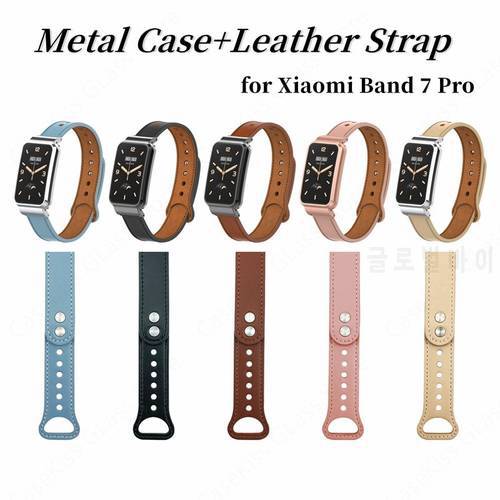 Leather Strap for Xiaomi Mi Band 7 pro Metal Case Replacement Wristband Bracelet for Xiomi miband 7pro Smart Band Accessories