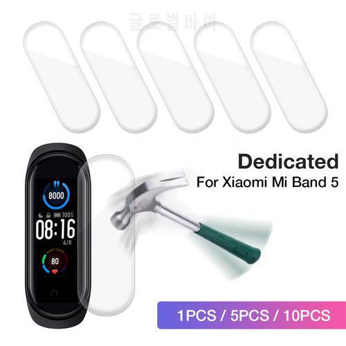 3D Curved Screen Protector For Xiaomi Mi Band 5 Film Full Cover Soft Glass Protective Film For Mi Band 5Wristband Accessories