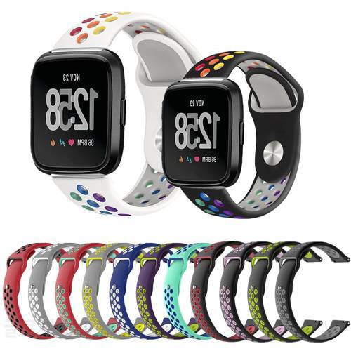 Rainbow Sport Band For Fitbit Versa Lite Smart Watch Strap For Fitbit Versa 2 Two Color Multi Hole Silicone Bracelet Accessories