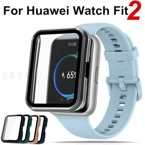 PC Case+Glass For Huawei Watch Fit 2 Full Cover Screen Protector Smartwatch Accessories For Huawei Watch Fit 2 fit2 Case Cover