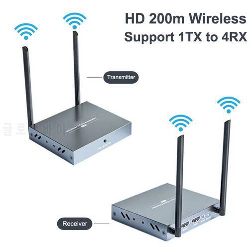 HD 200m Wireless HDMI Extender Transmitter Receiver Wireless Display Transmission Video Transceiver 1 To 4 Splitter PC To TV