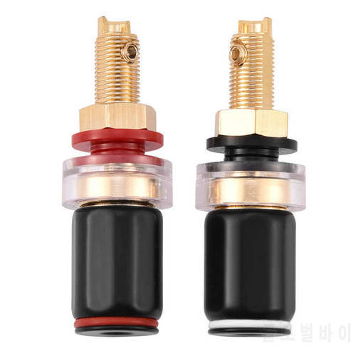 2 pcs Free Welding Copper Speaker Amplifier Terminal for 4mm Banana Plugs / Spade Terminals / Bare Wire