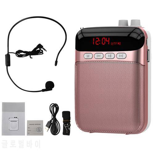 Wireless Compatible Meeting Teacher Training Guides TF Card Voice Amplifier Digital Display Loudspeaker With Belt