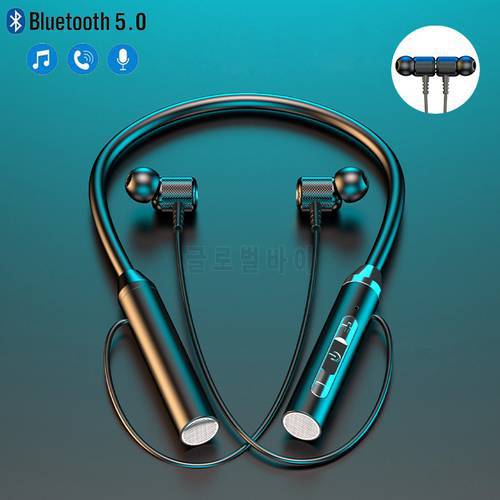 TWS Neck Wireless Bluetooth 5.0 Earphones Magnetic Sports Running Headset Waterproof Earbuds Noise Reduction Headphones