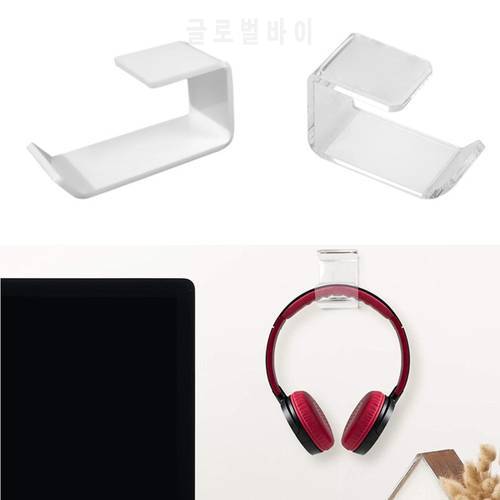 Acrylic Headphone Hanger Self-Adhesive Wall Headset Stand Holder Under Desk Earphone Storage Holder Rack