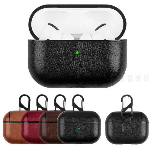 PU Leather Case For Airpods Pro Luxury Protective Cover With Anti-lost Buckle For Apple Air Pods 3 2 1 Headphone Earpods Fundas